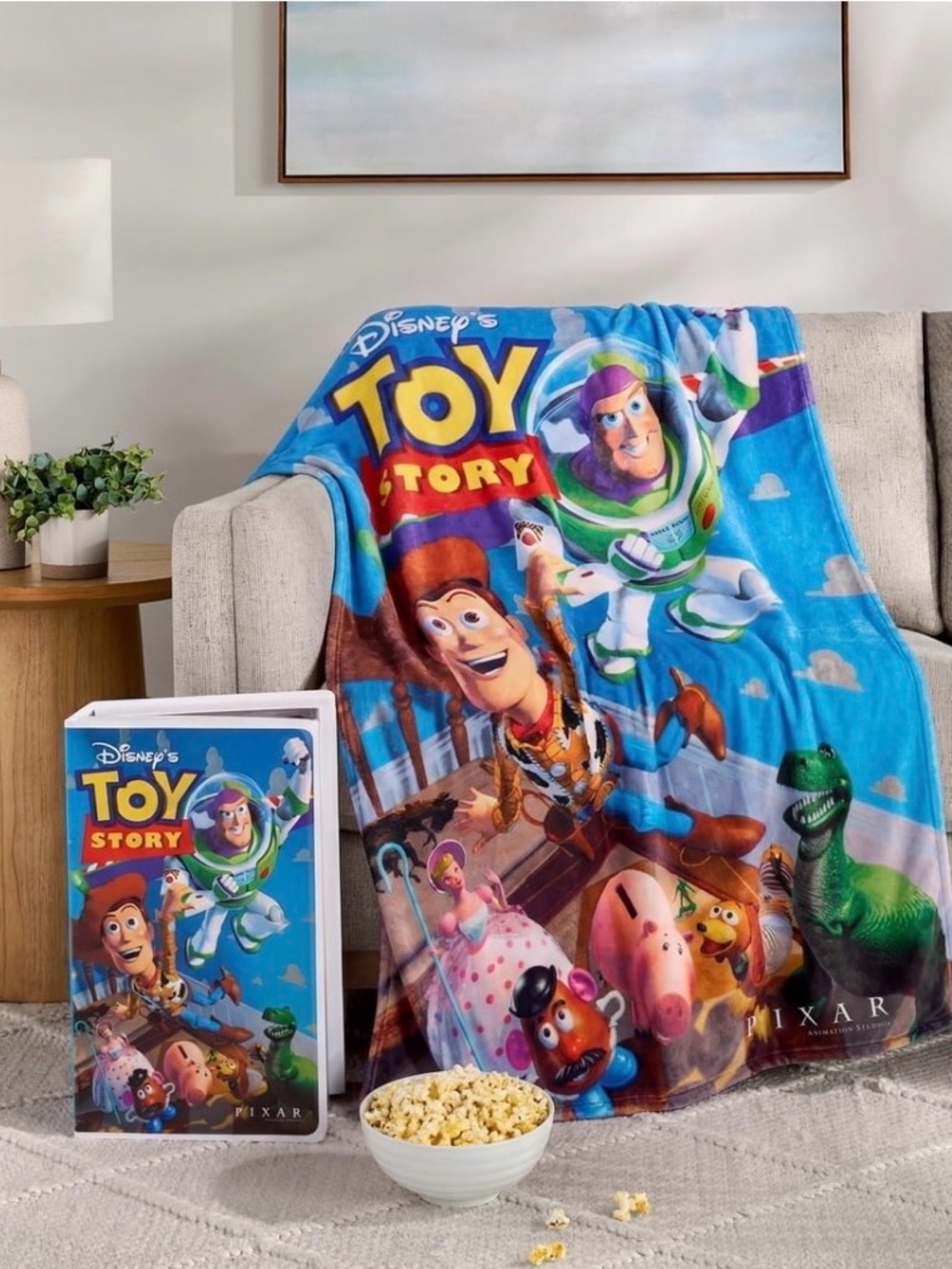 NEW Disney TOY STORY VHS Boxed Silk Touch Throw Blanket 50×70"